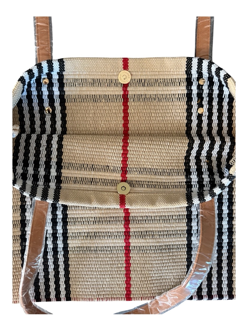 3 Woven Patterned Tote Bags New Cloth Woven Snap Closure - Multi Patterns - Picture 4 of 10